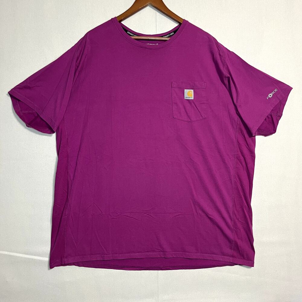 Carhartt Men's Force Relaxed Fit Short Sleeve Pocket T-Shirt Purple - Size 3XLT - Picture 2 of 7